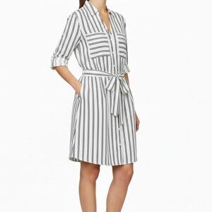 Dynamite Black and White Stripes Knee Length Dress - M